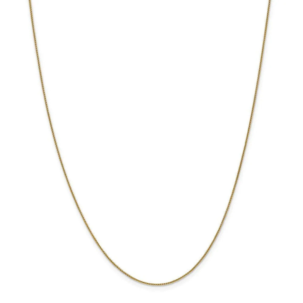 0.8mm 14k Yellow Gold Solid Baby Wheat Chain Necklace