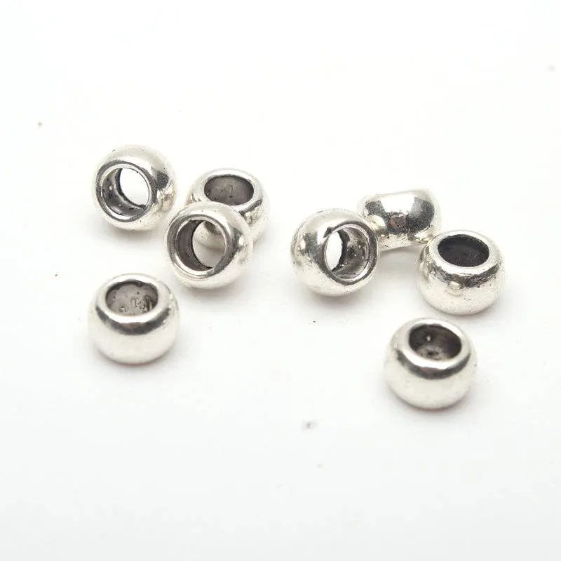 100pcs 2mm metal beads for 2mm 3mm round cord Zamak Antique Silver Jewelry supply Findings Components D-5-3-25