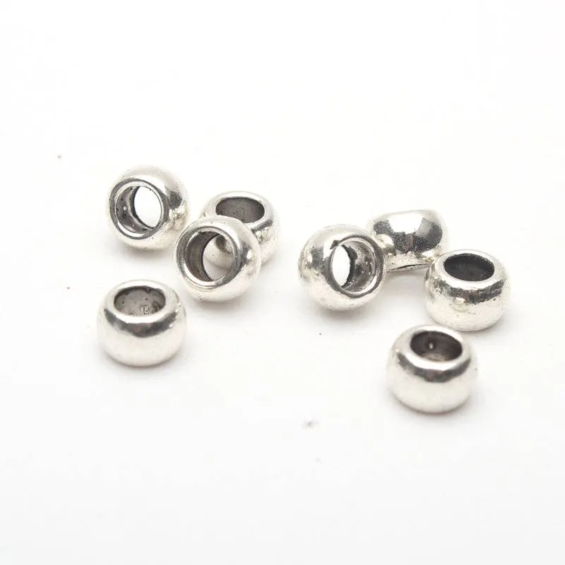 100pcs 2mm metal beads for 2mm 3mm round cord Zamak Antique Silver Jewelry supply Findings Components D-5-3-25