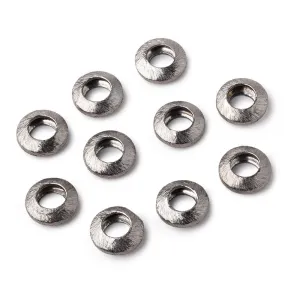 10mm Black Gold Plated Copper Brushed Disc Large Hole Beads Set of 10 pieces
