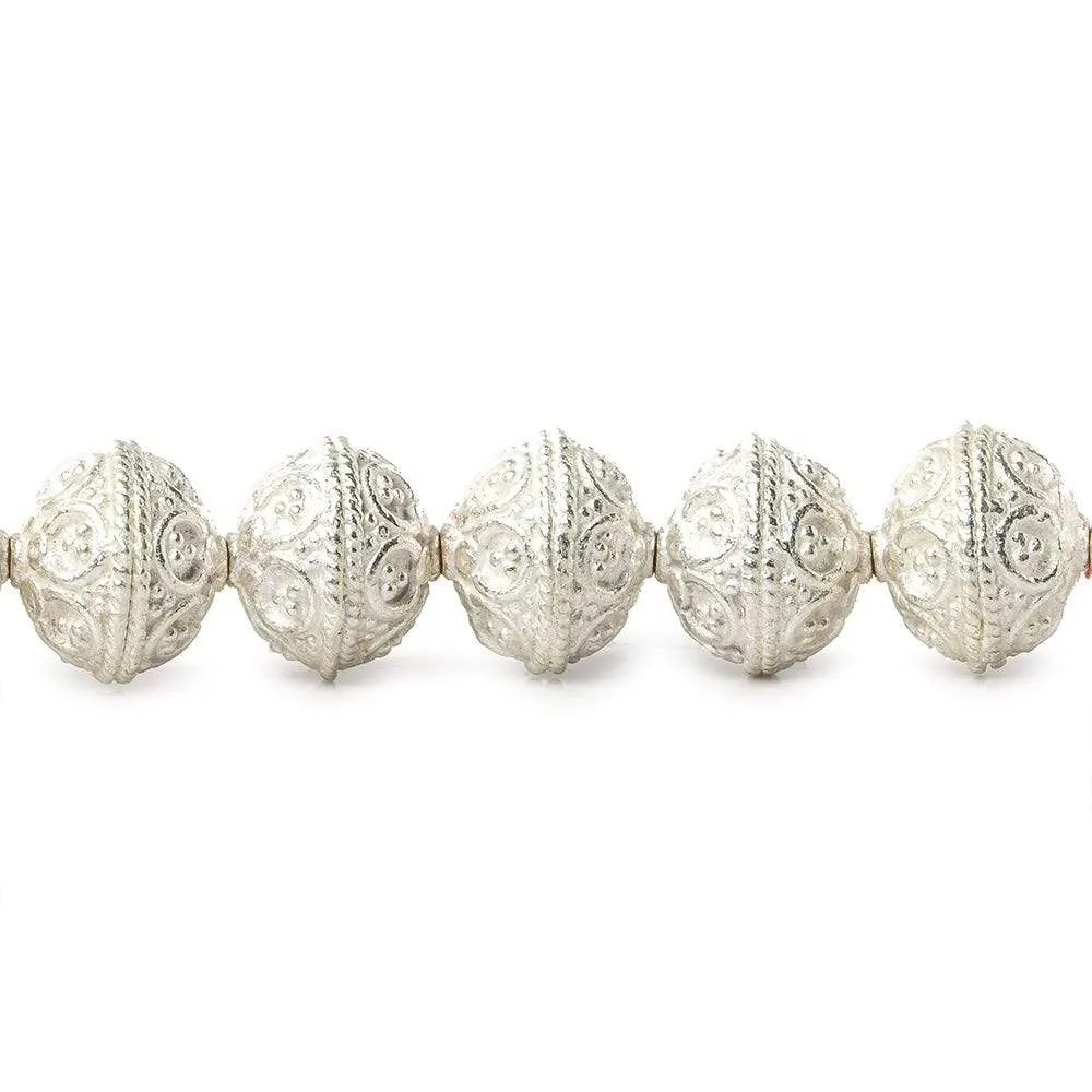10mm Sterling Silver plated Copper Moroccan Roval Bead 8 inch 22 beads