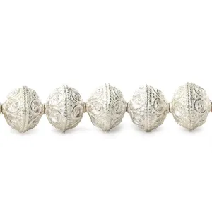 10mm Sterling Silver plated Copper Moroccan Roval Bead 8 inch 22 beads