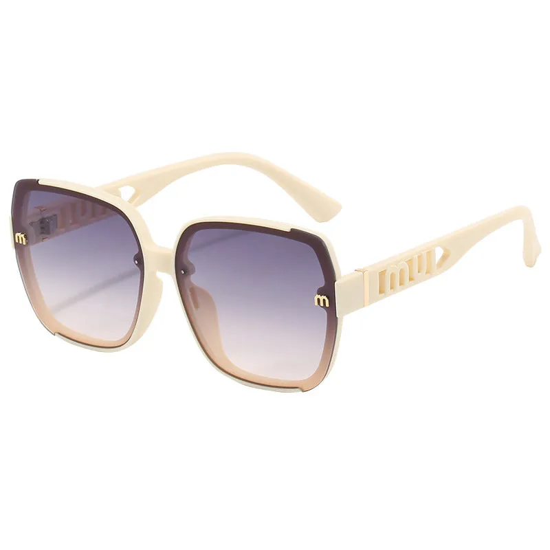 2025 Fashion Trend Letter M Design Sunglasses Large Frame Ins Personalized Street Photography Sunglasses Anti-UV