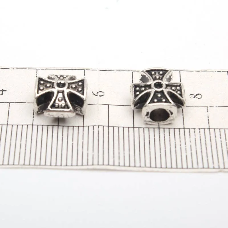 20pcs 3mm round Leather Supplies cross beads Antique Silver Jewelry supply Components D-5-3-38