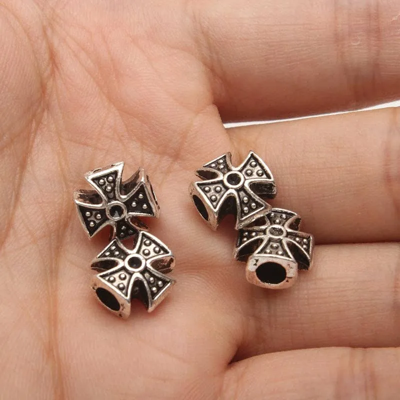 20pcs 3mm round Leather Supplies cross beads Antique Silver Jewelry supply Components D-5-3-38