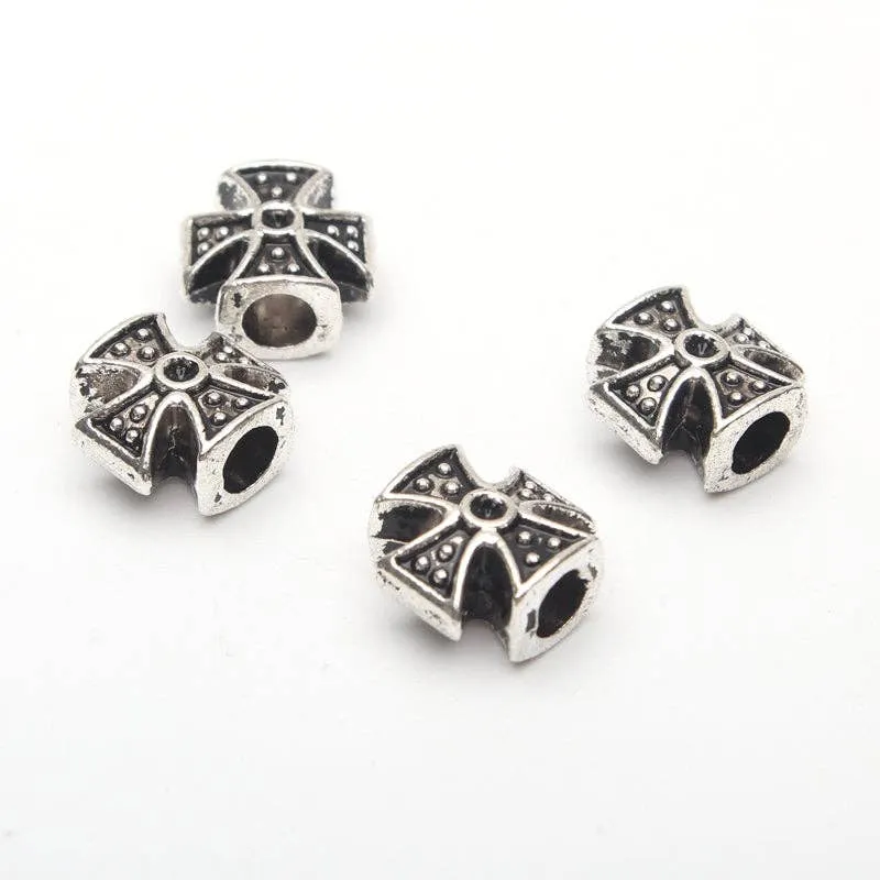 20pcs 3mm round Leather Supplies cross beads Antique Silver Jewelry supply Components D-5-3-38
