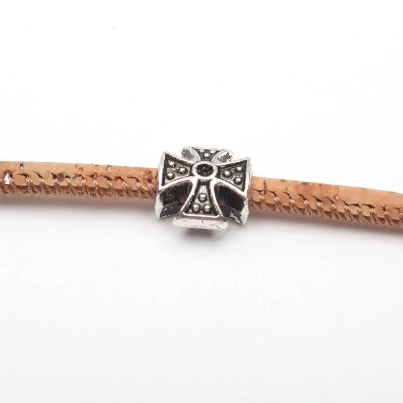 20pcs 3mm round Leather Supplies cross beads Antique Silver Jewelry supply Components D-5-3-38