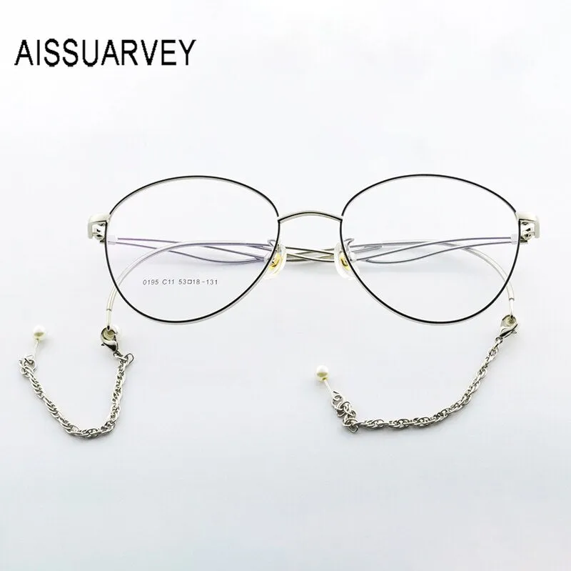 Aissuarvey Alloy Full Rim Round Cat Eye Frame Eyeglasses 0195