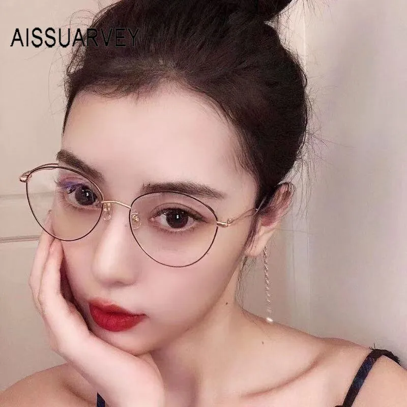 Aissuarvey Alloy Full Rim Round Cat Eye Frame Eyeglasses 0195