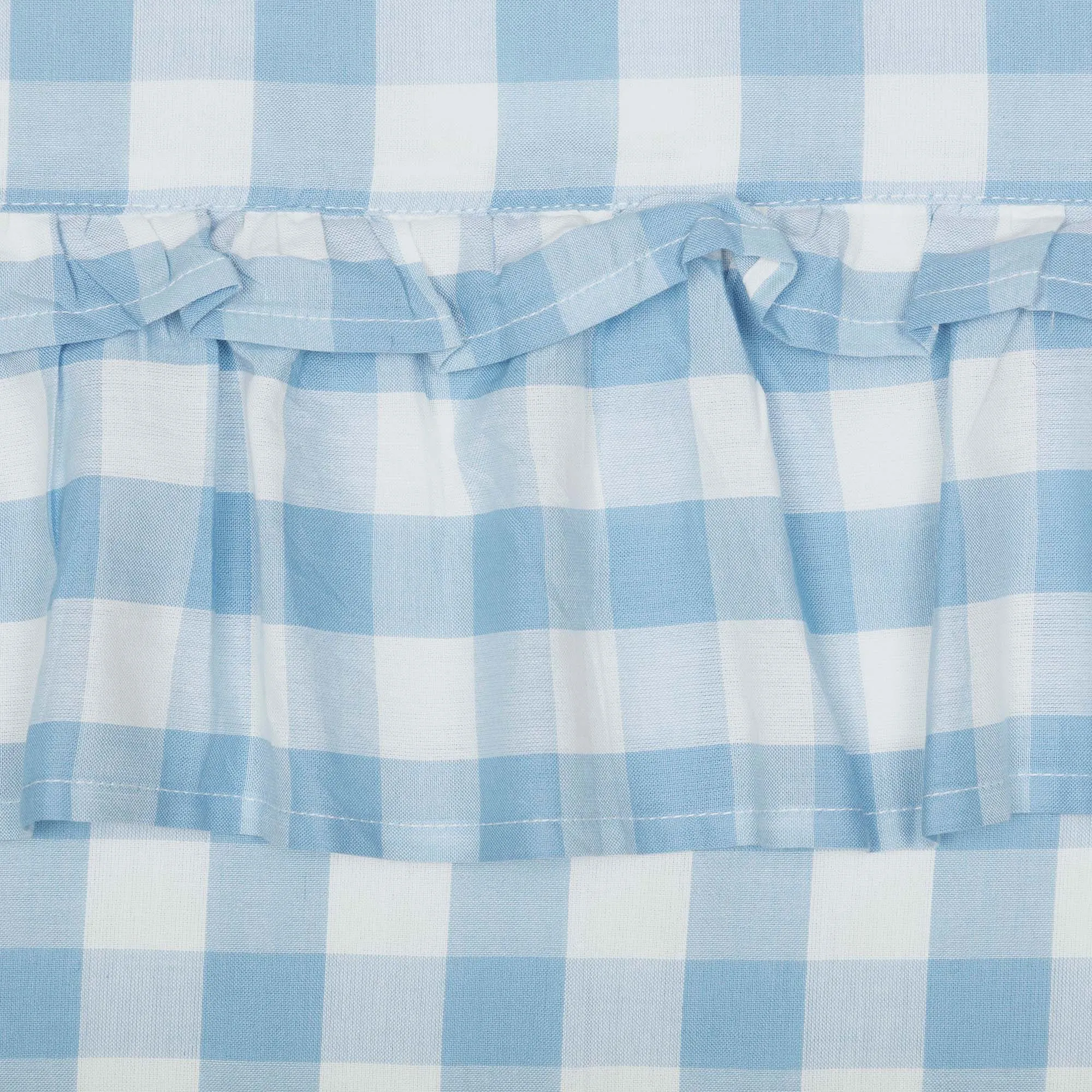 Annie Blue Buffalo Check Ruffled Lined Long Prairie Curtains 84"