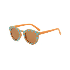 Aqua & Tangerine Checkerboard Retro Baby Sunglasses