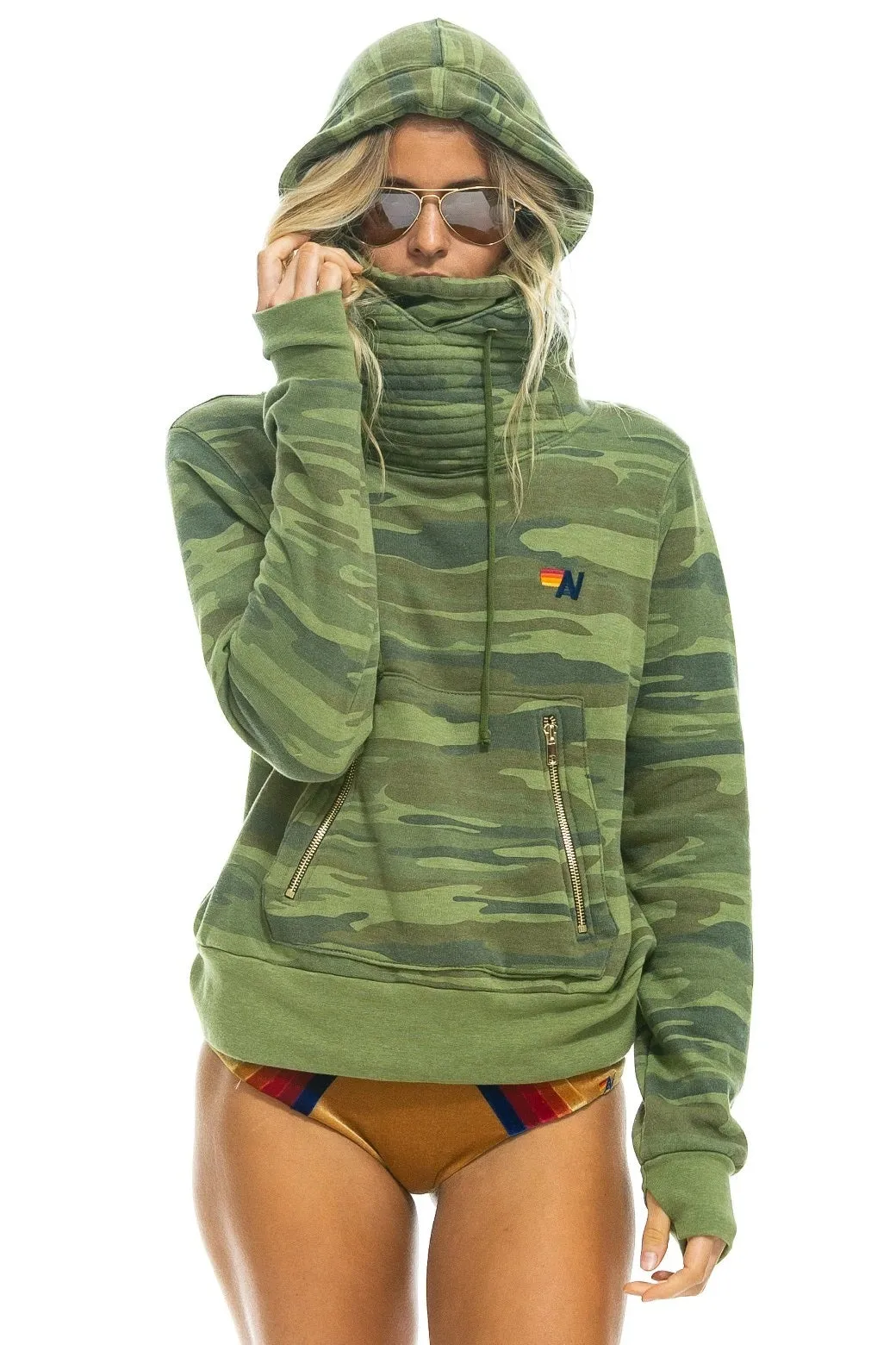 Ninja Pullover Hoodie by Aviator Nation in Camouflage Pattern