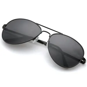 Aviator Sunglasses Classic - Non-Polarized - Black Frame - Grey
