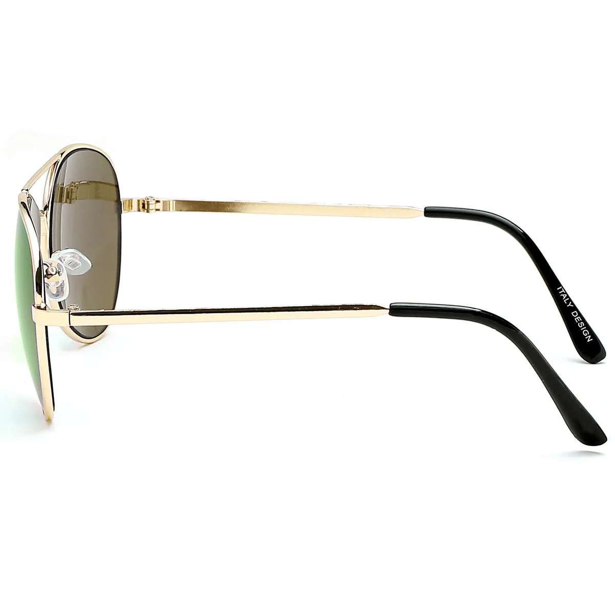 Aviator Sunglasses Classic - Non-Polarized - Gold Frame - Green/Blue Mirror