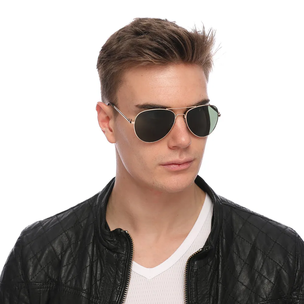 Aviator Sunglasses Classic - Polarized - Gold Frame - Dark Green