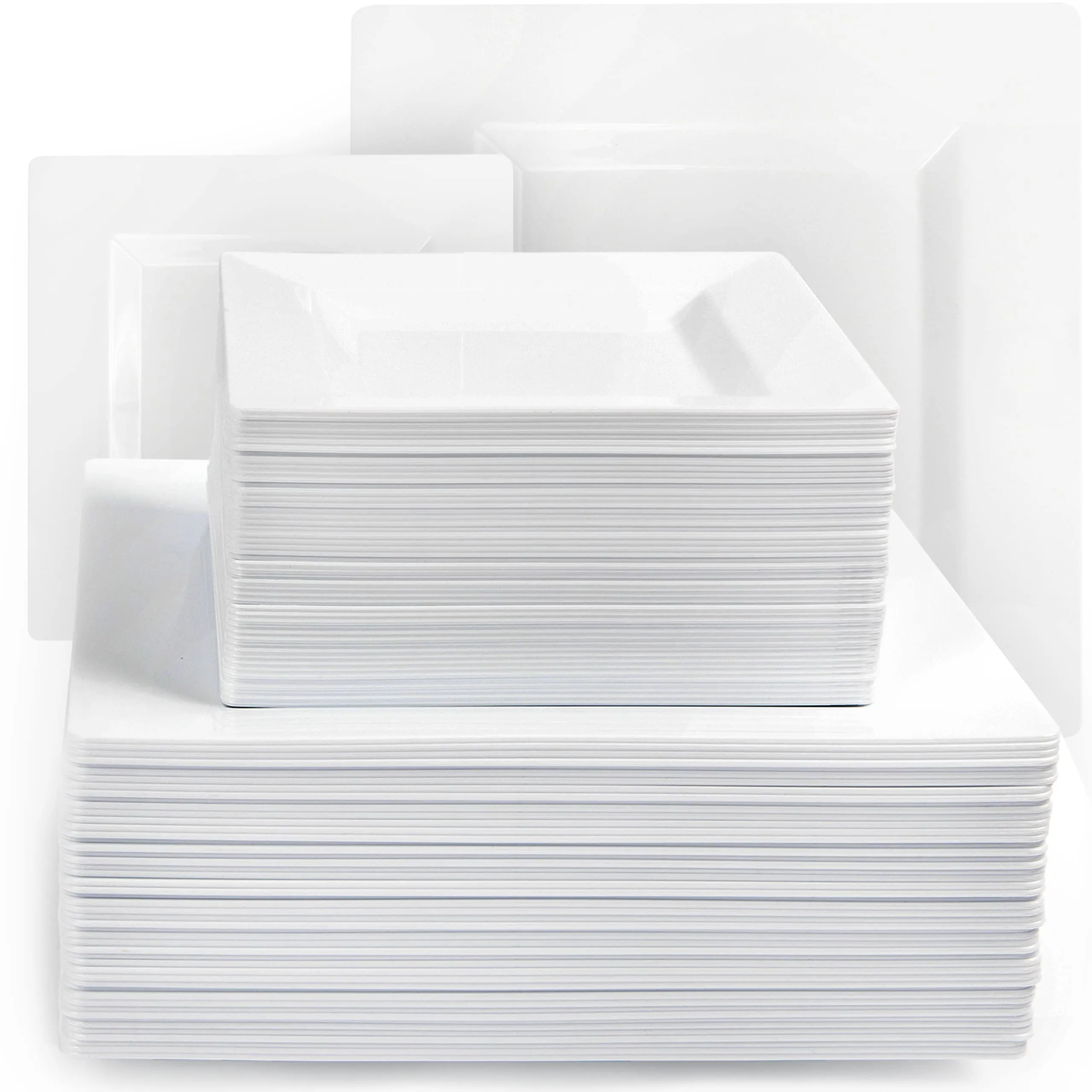 Aya'S 100 Square Plastic Plates, Heavy Duty Hard Plastic Disposable Plates