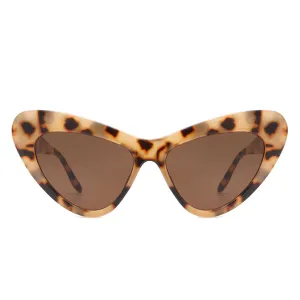 Bevel Frame Cat Eye Sunglasses in Light Tortoiseshell with Dark Brown Lenses
