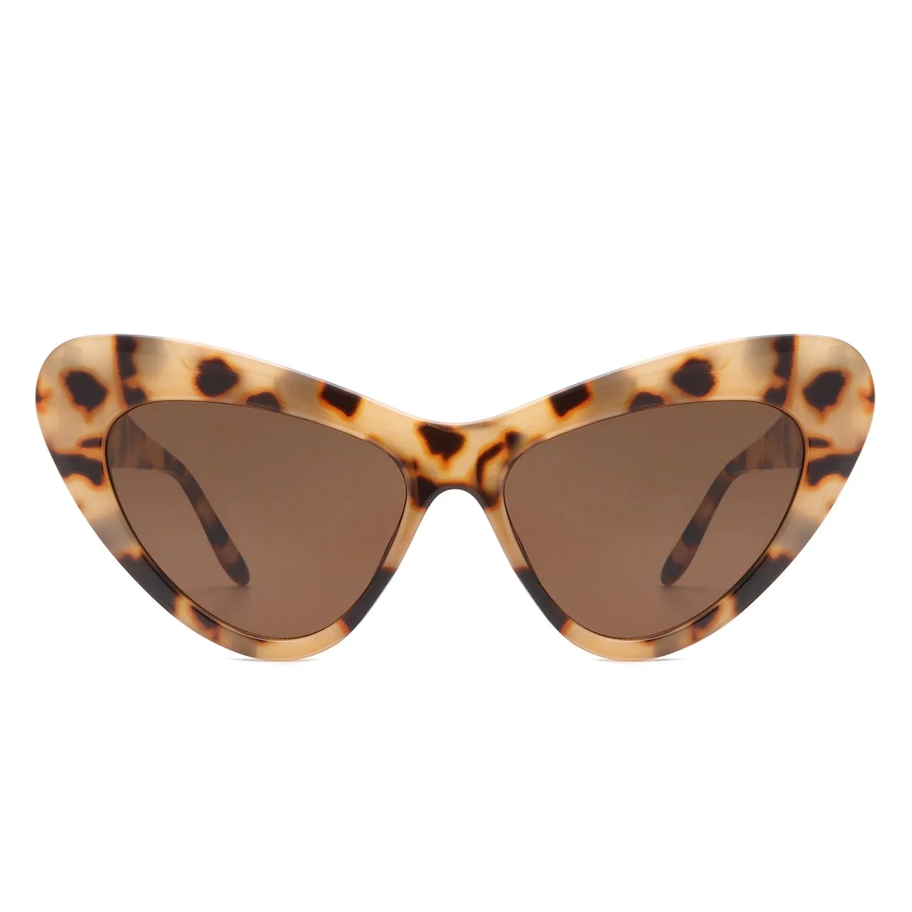 Bevel Frame Cat Eye Sunglasses in Light Tortoiseshell with Dark Brown Lenses