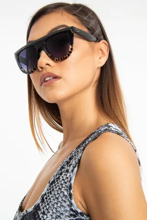 Black Clear Animal Square Oversized Sunglasses - Kajsa
