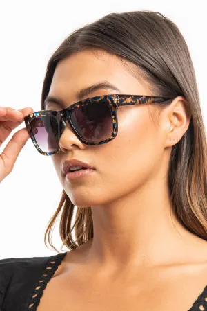 Blue Leopard Square Frame Oversized Sunglasses - Jazlen