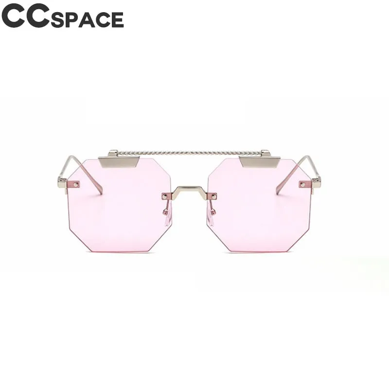 CCspace Women's Rimless Polygon Square Alloy Frame Sunglasses 47818