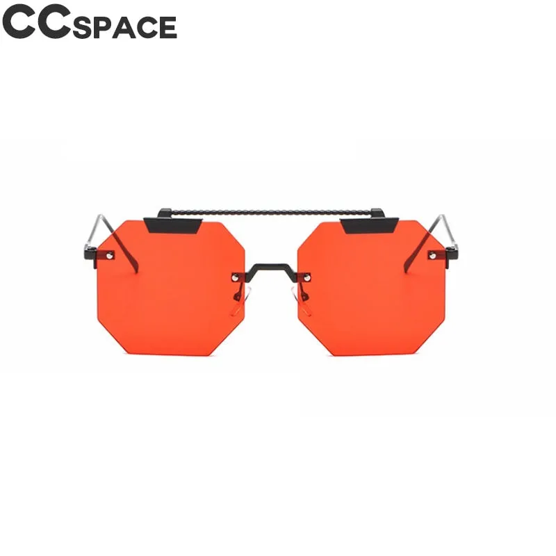 CCspace Women's Rimless Polygon Square Alloy Frame Sunglasses 47818