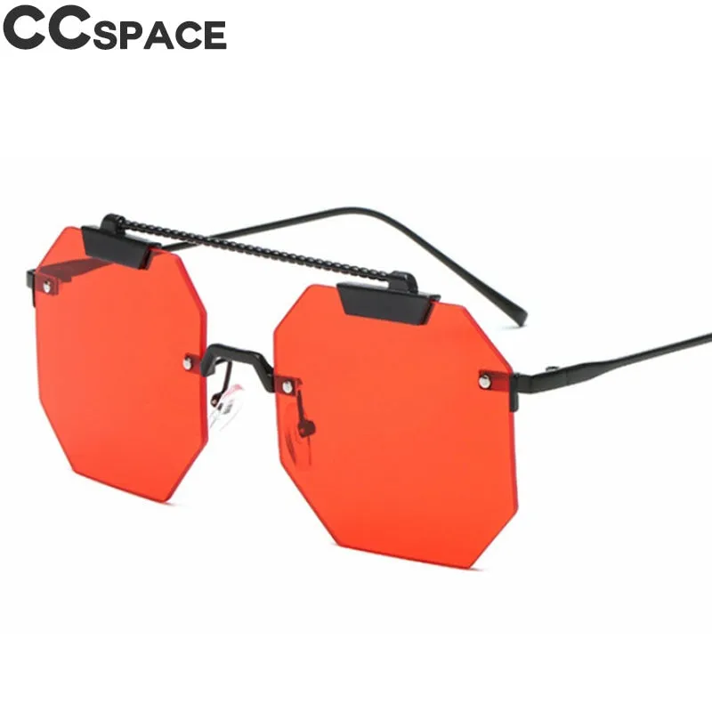 CCspace Women's Rimless Polygon Square Alloy Frame Sunglasses 47818