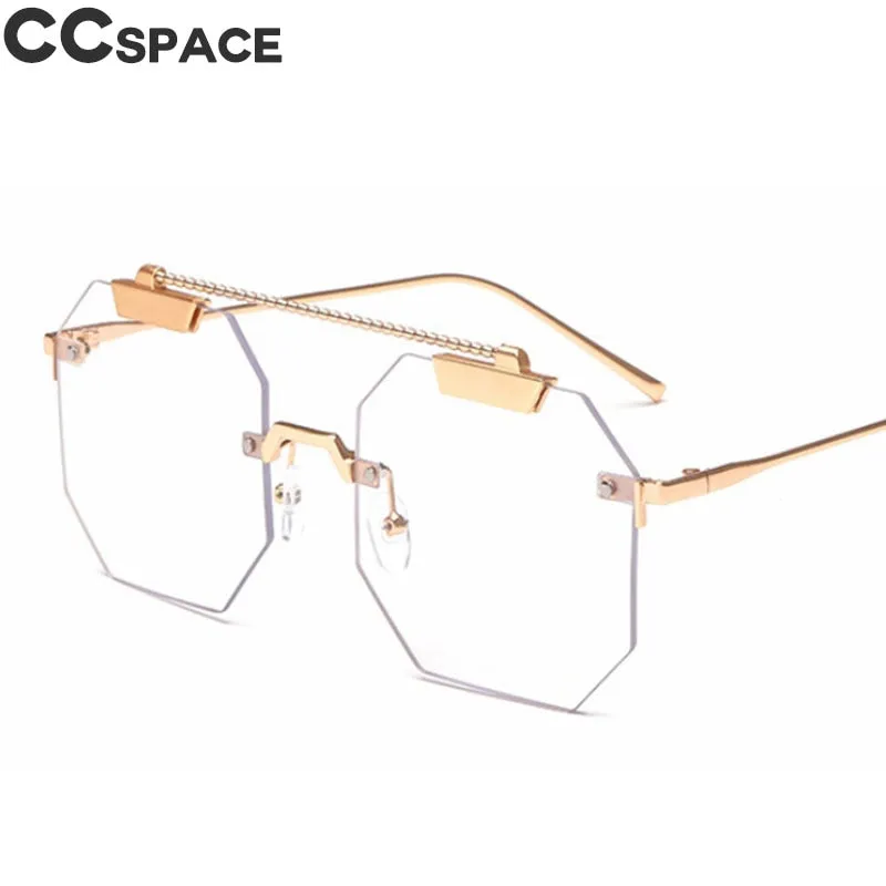 CCspace Women's Rimless Polygon Square Alloy Frame Sunglasses 47818