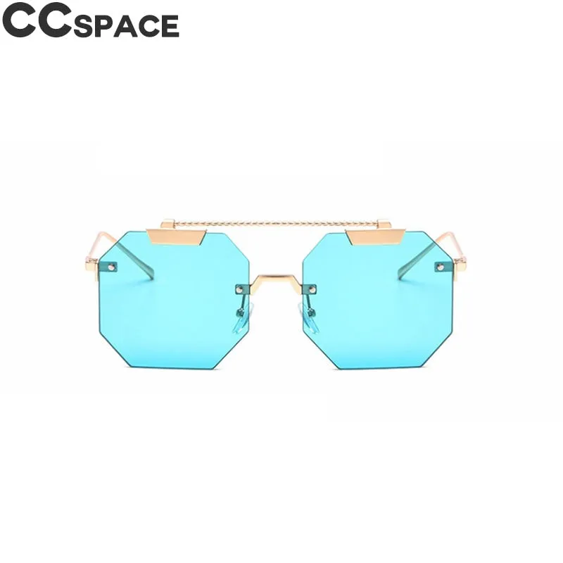 CCspace Women's Rimless Polygon Square Alloy Frame Sunglasses 47818