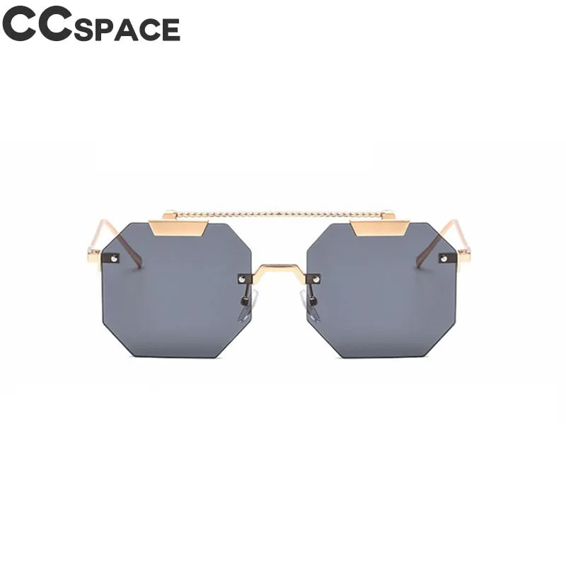 CCspace Women's Rimless Polygon Square Alloy Frame Sunglasses 47818