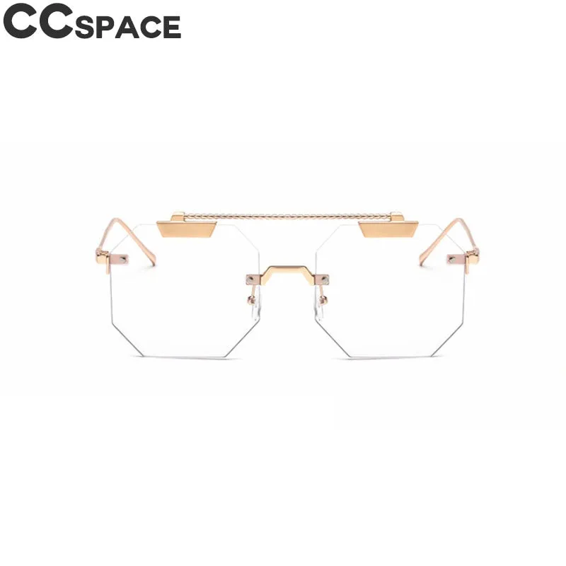 CCspace Women's Rimless Polygon Square Alloy Frame Sunglasses 47818