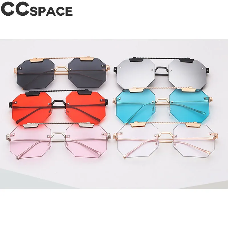 CCspace Women's Rimless Polygon Square Alloy Frame Sunglasses 47818