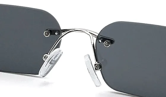Classy Men Black Rimless Rectangle Sunglasses