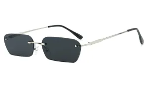 Classy Men Black Rimless Rectangle Sunglasses