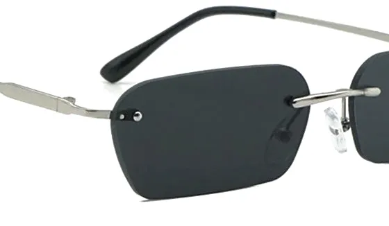 Classy Men Black Rimless Rectangle Sunglasses