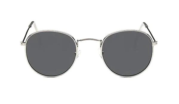 Classy Men Round Sunglasses Black Silver