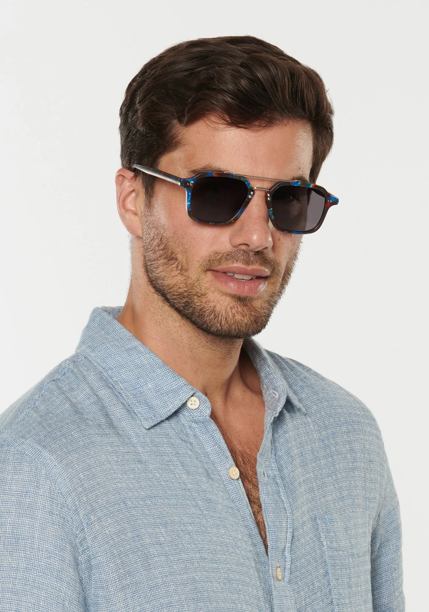 COLTON | Matte Blue Steel Silver Polarized