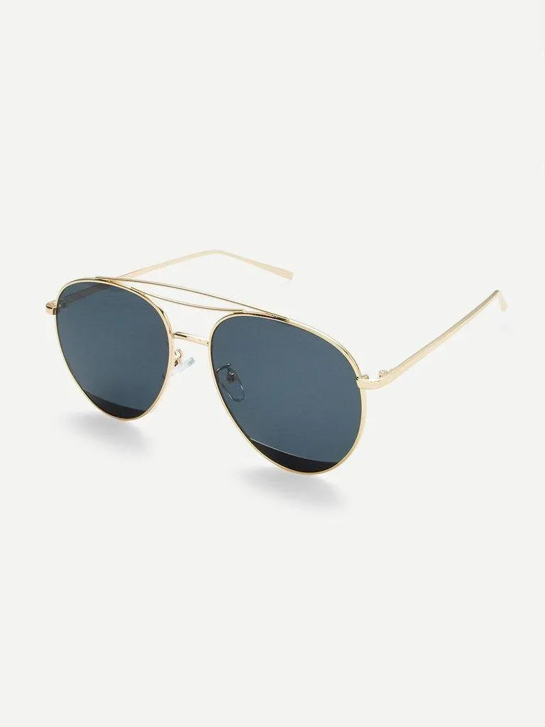 Contrast Frame Aviator Sunglasses