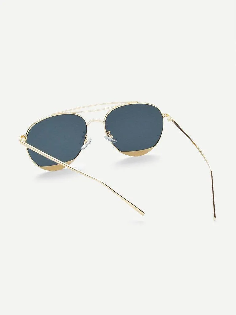 Contrast Frame Aviator Sunglasses