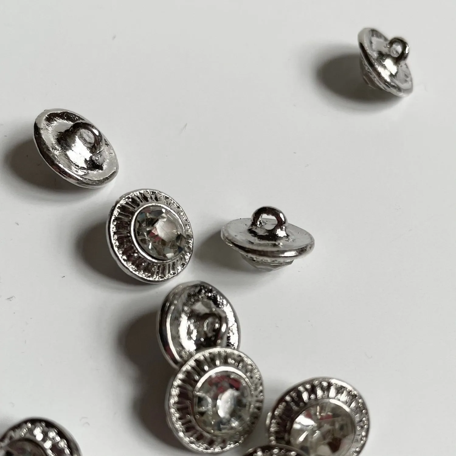 Crystal Shank Button - Silver