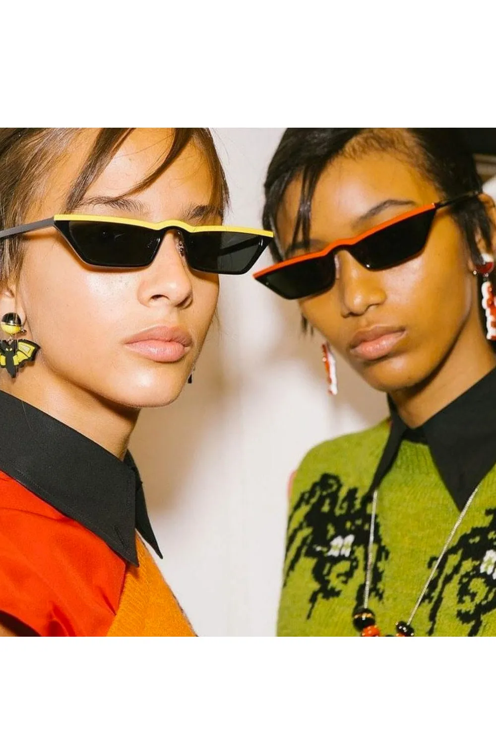 Designer Small Square Stripe Sunglasses