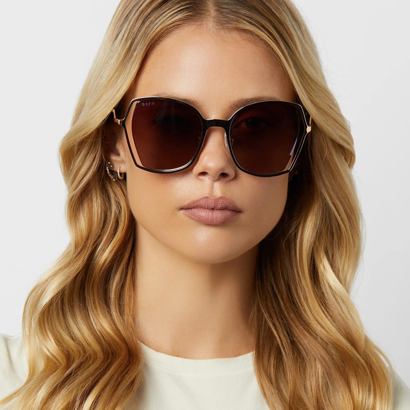 DONNA III - MERINGUE   BROWN GRADIENT FLASH SUNGLASSES