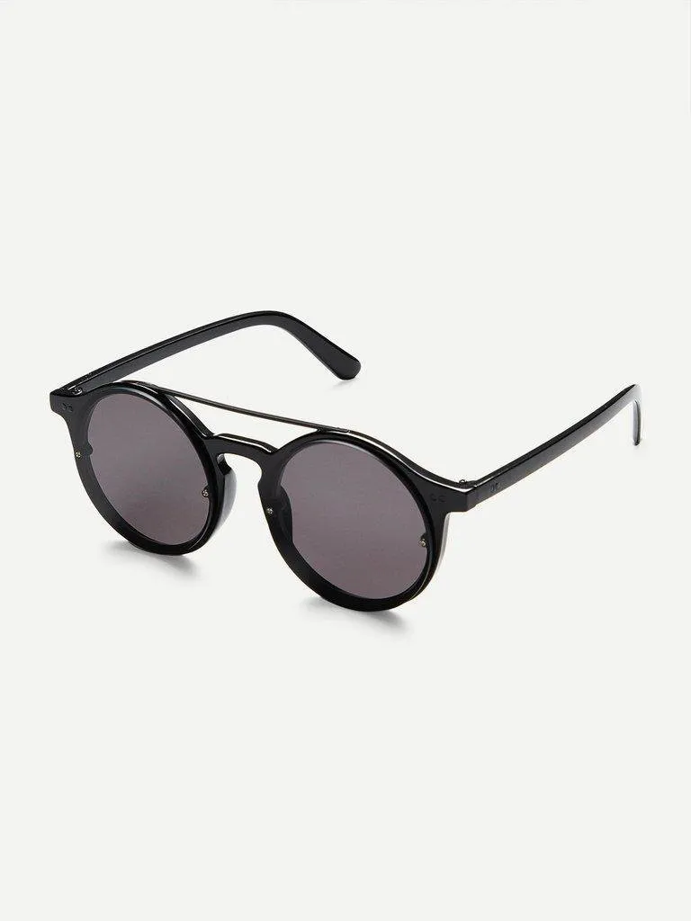 Double Bridge Round Lens Sunglasses