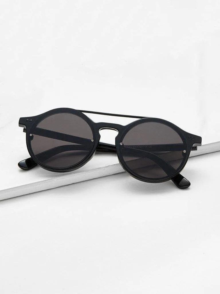 Double Bridge Round Lens Sunglasses