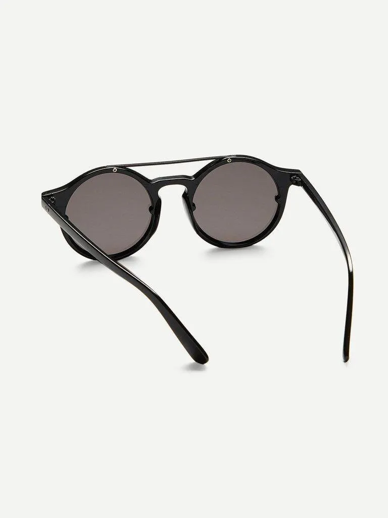 Double Bridge Round Lens Sunglasses
