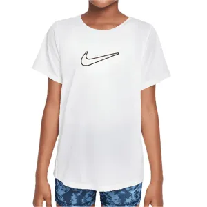 Girl`s One Dri-Fit Short Sleeve Tennis Top White and Black