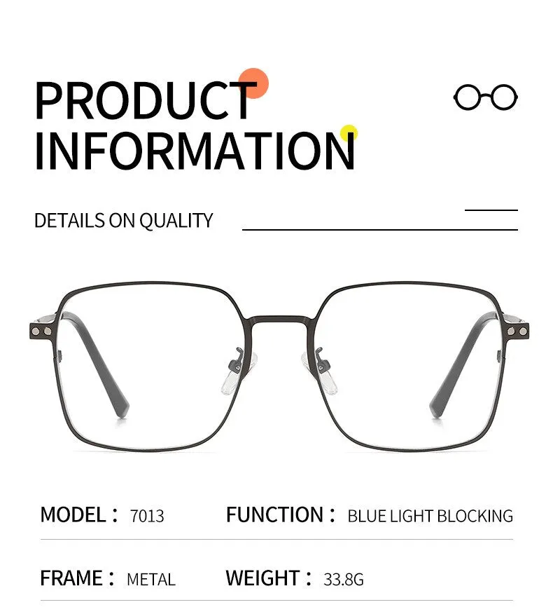 Hdcrafter Men's Full Rim Square Alloy Eyeglasses Clip On Polarized Sunglasses 7013