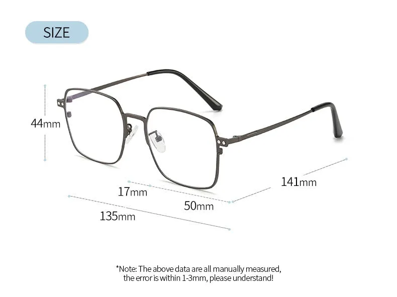 Hdcrafter Men's Full Rim Square Alloy Eyeglasses Clip On Polarized Sunglasses 7013