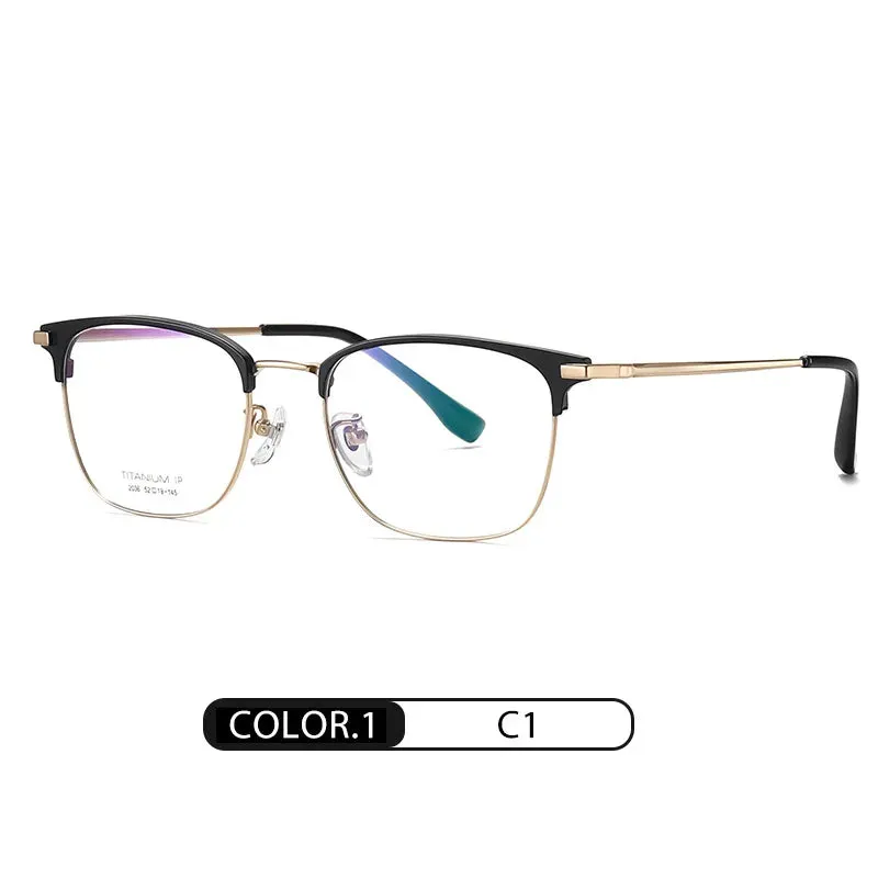 Hotochki Mens Full Rim Browline Square Titanium Eyeglasses Yj2036