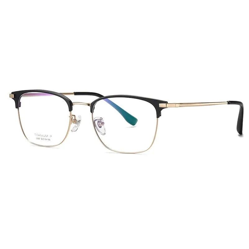 Hotochki Mens Full Rim Browline Square Titanium Eyeglasses Yj2036